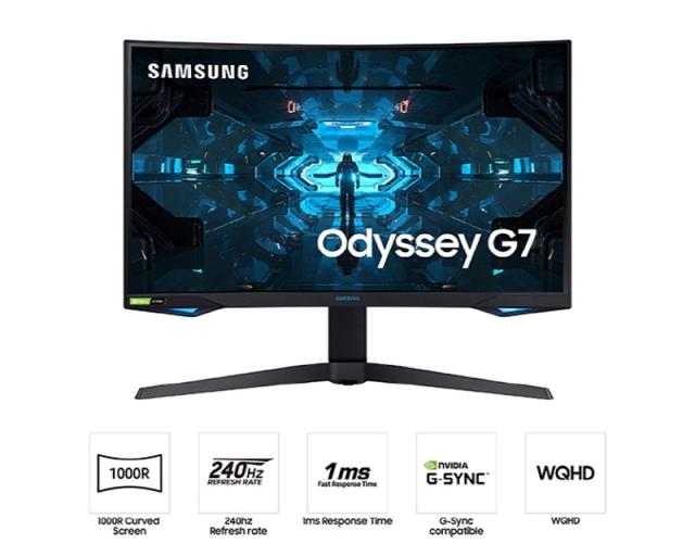Монитор SAMSUNG Odyssey G7 G75T 27inch WQHD VA 240Hz 1ms 350cd/m2 2500:1 DisplayPort LC27G75TQSPXEN 