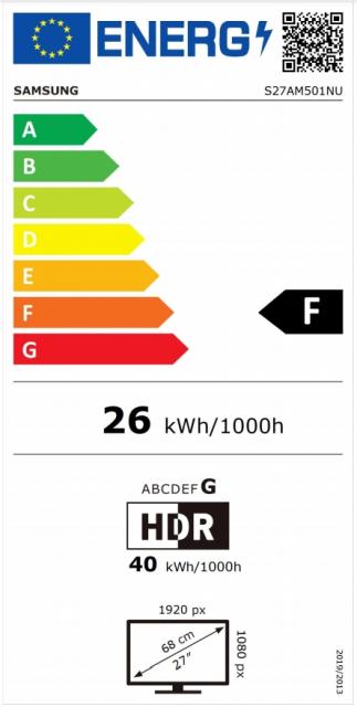 Монитор Samsung 27A501 , 27" VA LED, 60 Hz, 8 ms GTG, 1920x1080, 250 cd/m2, 3000:1, HDR 10, AMD FreeSync, Eye Saver, Flicker Free, 2xUSB 2.0, 2 HDMI, Speakers 2x5W, Headphone Jack, 178°/178°, White