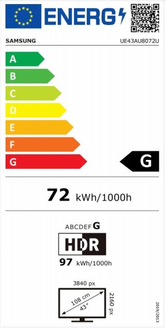 Телевизор Samsung 43" 43AU8072 4K UHD LED TV, SMART, Crystal Processor 4K, 2200 PQI, HDR 10+, Mega Contrast, Dolby Digital Plus , 4xHDMI, 2xUSB, WiFi, Bluetooth 4.2, Tizen, Dark Gray