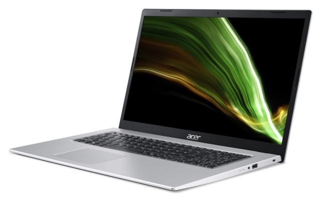 Лаптоп Acer Aspire 3, A317-53-54UM, Intel Core i5-1135G7(2.40GHz up to 4.20GHz, 8MB), 17.3'' FHD IPS, 2*4 GB DDR4, AG, HD Cam&Mic, 512GB PCIe SSD, Intel UMA, 802.11ac + BT, No OS, Silver