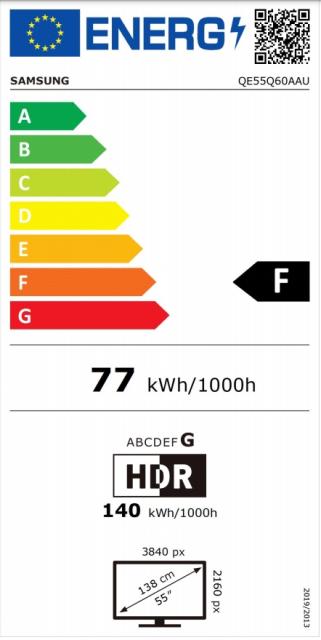 Телевизор Samsung 55'' 55Q60A QLED FLAT, SMART, 3100 PQI, Dual LED, Micro Dimming, Quantum HDR, HDR 10+, Dolby Digital Plus, Q-Symphony, Bixby, Bluetooth 4.2, Wi-Fi, 3xHDMI, 2xUSB, Frameless, Tizen, Black