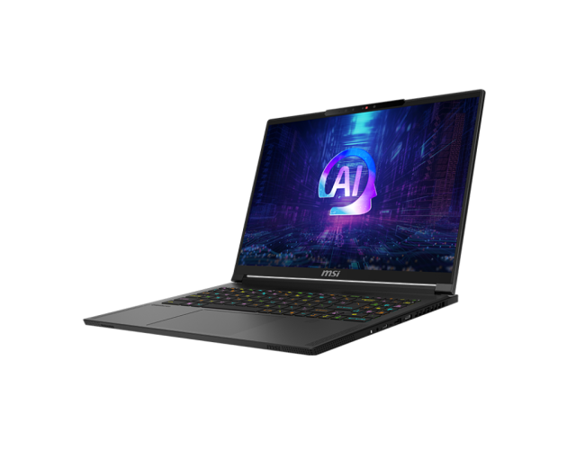 Лаптоп MSI Stealth A16 AI+ A3XVFG, AMD Ryzen AI 9 HX 370 12C (2.0 / 5.1 GHz, 36MB Cache), 16.0" (40.64 cm) WQXGA OLED, 240Hz, NVIDIA GF RTX4060 8GB GDDR6, 32GB LPDDR5X, 1TB M.2 NVMe SSD, Windows 11 Home