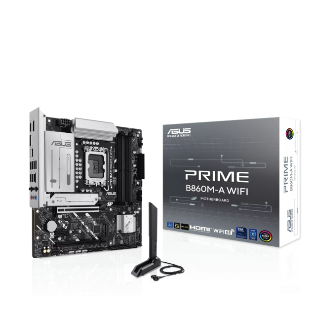 Дънна платка ASUS PRIME B860M-A WIFI, LGA1851, 4x DDR5, 2x M.2 slots, 4x SATA, HDMI, 2x DP, mATX