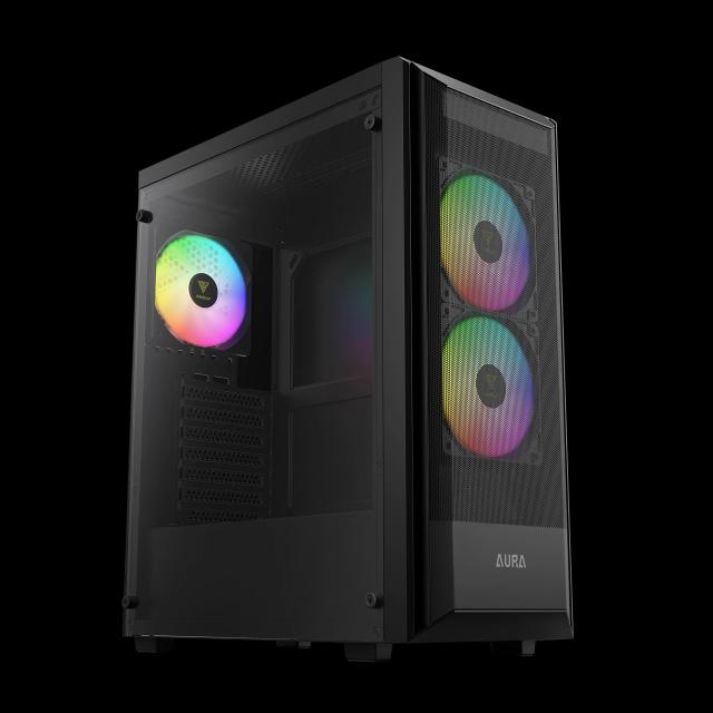 Кутия Gamdias AURA GC6 ELITE ARGB Mesh BK, Middle Tower, 1 x USB 3.0, 2 x USB 2.0,  1 x HD Audio, RGB button, ATX, mATX, Mini-ITX