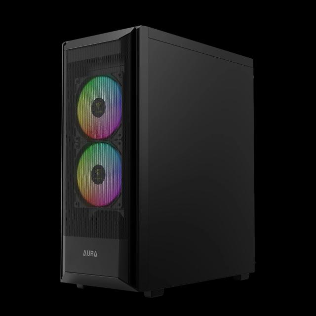 Кутия Gamdias AURA GC6 ELITE ARGB Mesh BK, Middle Tower, 1 x USB 3.0, 2 x USB 2.0,  1 x HD Audio, RGB button, ATX, mATX, Mini-ITX