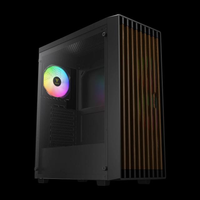 Кутия Gamdias AURA GC4 ELITE, Addressable RGB, Wood, Middle Tower, 1 x USB 3.0, 2 x USB 2.0,  1 x HD Audio, RGB button, ATX, mATX, Mini-ITX