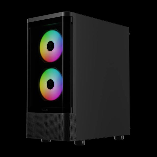 Кутия Gamdias TALOS E3 CG A-RGB, Curved Glass BK, Middle Tower, 1 x USB 3.0, 2 x USB 2.0, 1 x HD Audio, RGB button, ATX, mATX, Mini-ITX