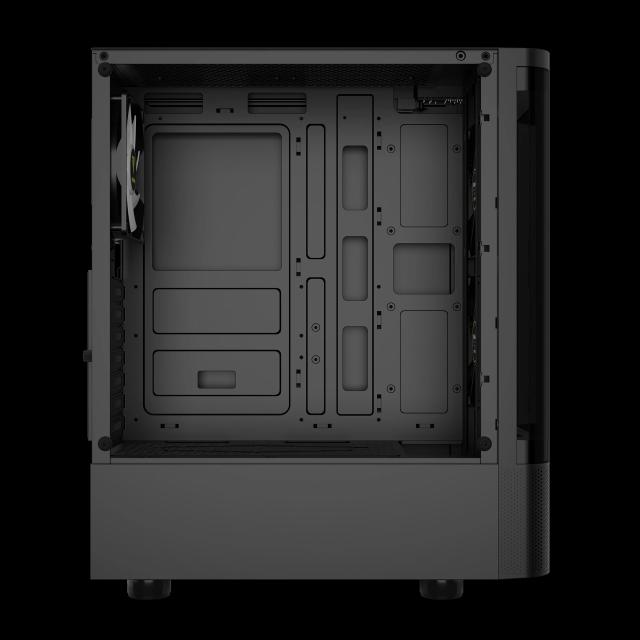 Кутия Gamdias TALOS E3 CG A-RGB, Curved Glass BK, Middle Tower, 1 x USB 3.0, 2 x USB 2.0, 1 x HD Audio, RGB button, ATX, mATX, Mini-ITX