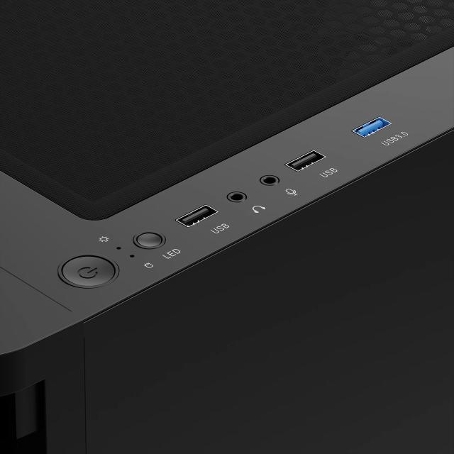 Кутия Gamdias TALOS E3 CG A-RGB, Curved Glass BK, Middle Tower, 1 x USB 3.0, 2 x USB 2.0, 1 x HD Audio, RGB button, ATX, mATX, Mini-ITX