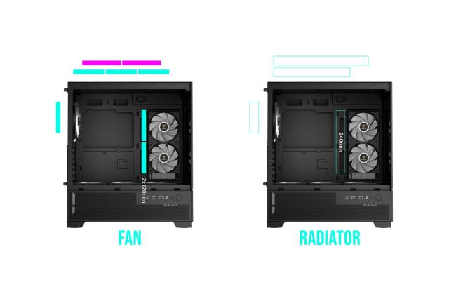 Кутия Gamdias AURA GC12 ARGB BK, Middle Tower, 1 x USB Type-C, 2 x USB 2.0, 1 x HD Audio, ATX, mATX, Mini-ITX