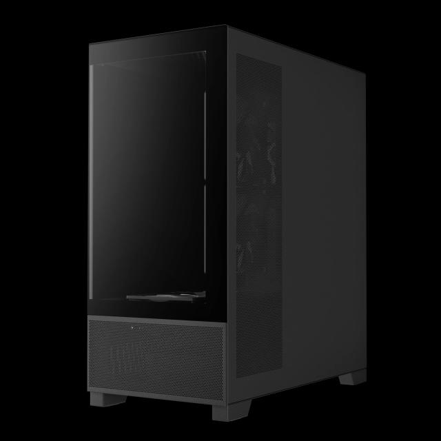 Кутия Gamdias AURA GC12 ARGB BK, Middle Tower, 1 x USB Type-C, 2 x USB 2.0, 1 x HD Audio, ATX, mATX, Mini-ITX