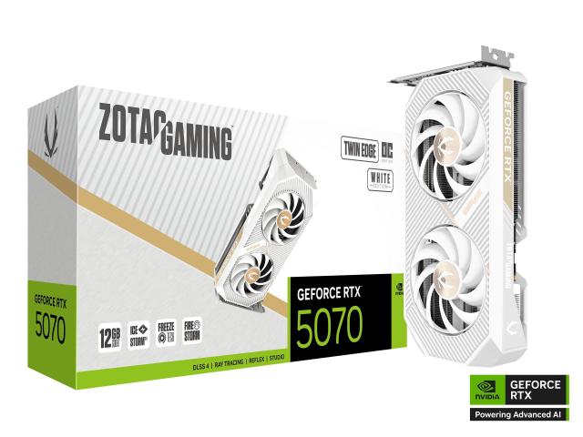 Видео карта ZOTAC GAMING RTX 5070 Twin Edge OC White Edition 12GB GDDR7, 192-bit, HDMI, DP