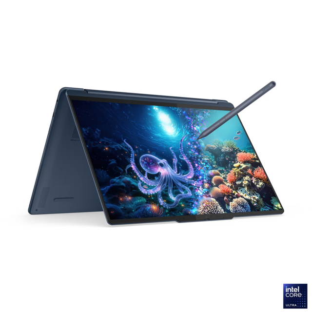 Лаптоп Lenovo Yoga 9 2-in-1 14ILL10 Aura Edition, Intel Core Ultra 7 258V 8C (2.2 / 4.8 GHz, 12MB Cache), 14.0" (35.56 cm) UHD+, Touchscreen, 32GB LPDDR5X, 1TB M.2 NVMe SSD, Windows 11 Home