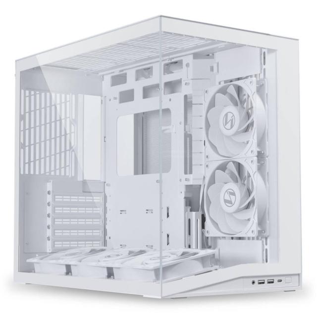 Кутия Lian Li O11 Dynamic Mini V2 Flow White, Mini Tower, 2x USB 3.0, 1x USB 3.1 TYPE-C, 1x Audio, ATX / Micro-ATX / Mini-ITX