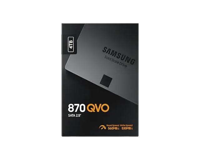 Твърд диск Samsung SSD 870 QVO 4TB Int. 2.5" SATA, V-NAND 4bit MLC, Read up to 560MB/s, Write up to 530MB/s, MKX Controller, Cache Memory 4GB DDR4 