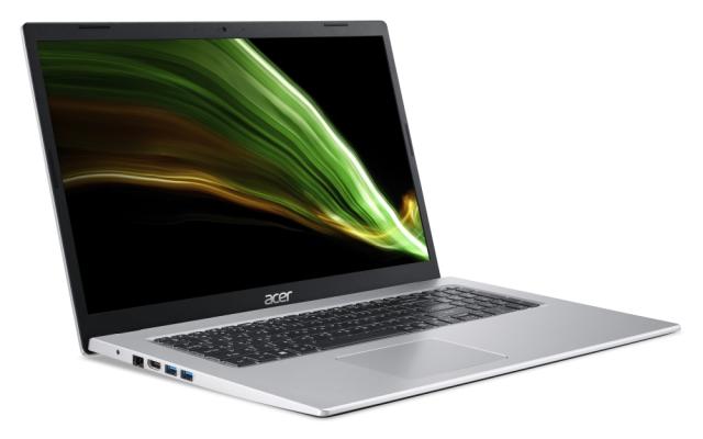 Лаптоп Acer Aspire 3, A317-53-3926, Intel Core i3-1115G4(3.00GHz up to 4.10GHz, 6MB), 17.3'' FHD IPS, 8GB DDR4 (1 slot free), AG, HD Cam&Mic, 256GB PCIe SSD,  Intel UMA, 802.11ac + BT, No OS, Silver
