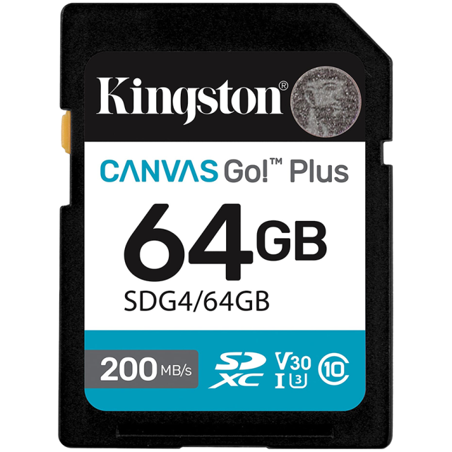 Карта памет Kingston 64GB SDXC Canvas Go Plus Gen4, 200MB/s read, UHS-I speed class, U3, V30