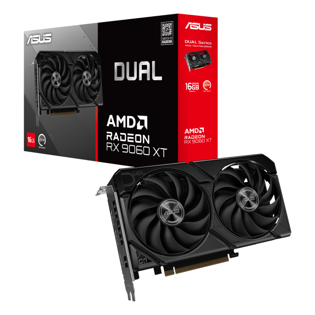 Видео карта ASUS DUAL RADEON RX 9060 XT 16GB GDDR6, 128-bit, HDMI, DP