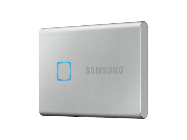 Външен диск Samsung Portable SSD T7 Touch 1TB, USB 3.2, Fingerprint, Read 1050 MB/s Write 1000 MB/s, Silver, MU-PC1T0S/WW