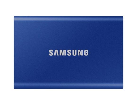 Твърд диск Samsung Portable SSD T7 500GB, USB 3.2, Read 1050 MB/s Write 1000 MB/s, Indigo Blue