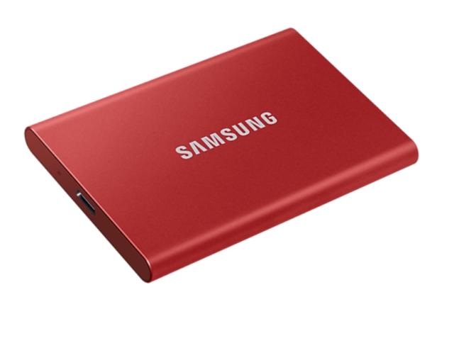 Samsung Portable SSD T7 500GB, Read 1050 MB/s Write 1000 MB/s, Metallic Red, USB 3.2 Gen.2 (10Gbps)