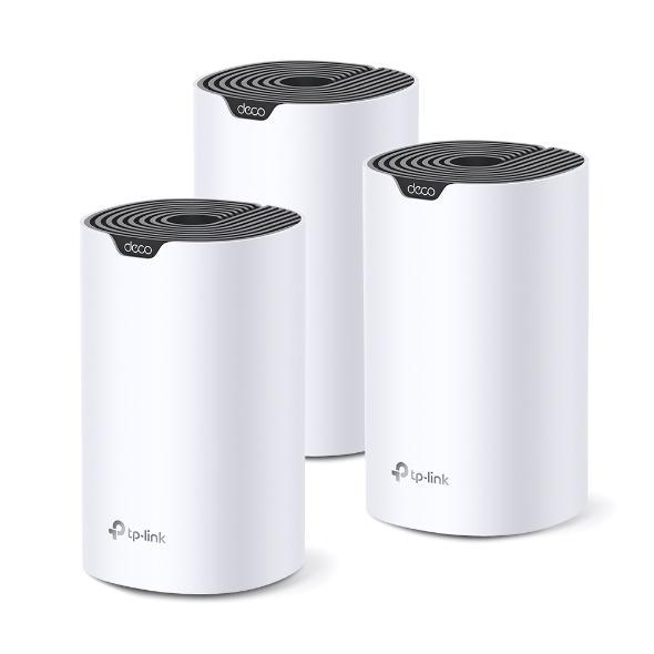 Мрежови комплект Mesh TP-Link Deco S7 AC1900 (3 pack), 1900Mbps, 2.4GHz (600 Mbps), 5GHz (1300Mbps), Wireless AC, 3x Gigabit Ethernet Ports (WAN/LAN)