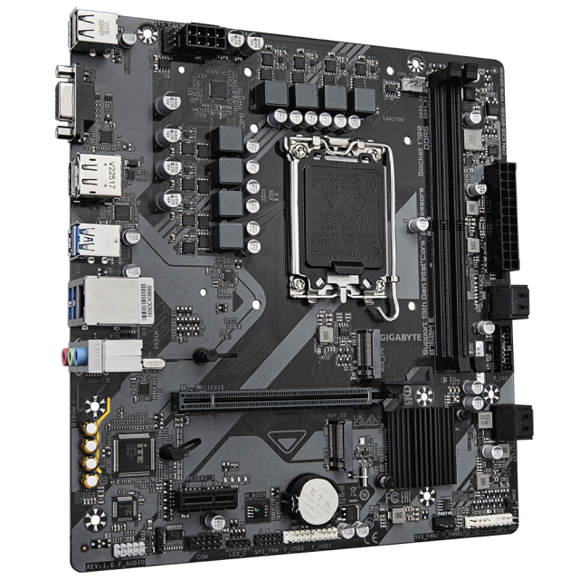 Дънна платка GIGABYTE B760M E, LGA1700, 2x DDR5, 1x M.2, 4x SATA 6Gb/s, VGA, HDMI, DP, mATX