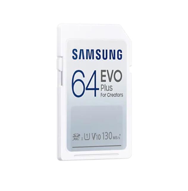 Карта памет Samsung 64GB SD Card EVO Plus, Class10, Transfer Speed up to 130MB/s