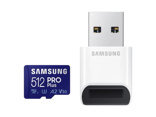 Карта памет Samsung 512GB Micro SD PRO Plus + Reader, Class10, Read 160MB/s - Write 120MB/s