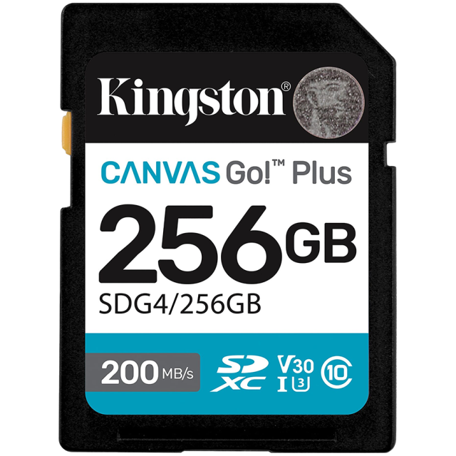 Карта памет Kingston 256GB SDXC Canvas Go Plus Gen4, 200MB/s read, UHS-I speed class, U3, V30