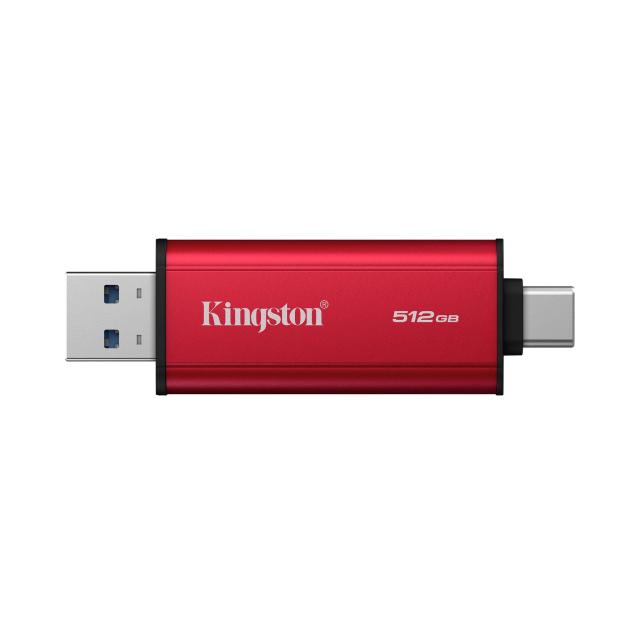Външен SSD Kingston 512GB, Dual USB-A/C 3.2 Gen 2, Black/Red