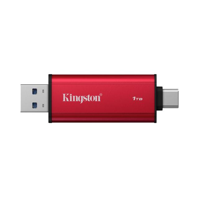 Външен SSD Kingston 1TB, Dual USB-A/C 3.2 Gen 2, Black/Red