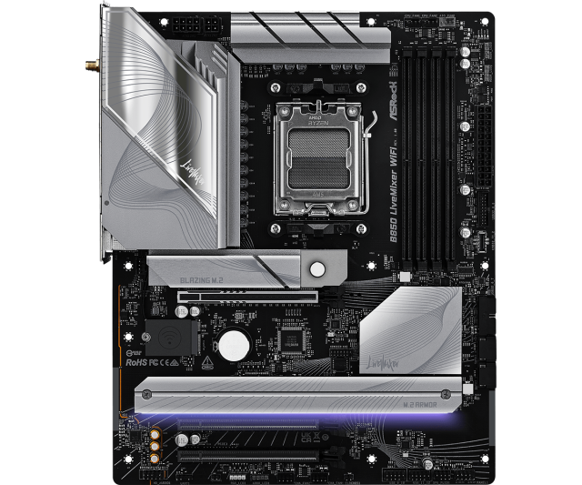 Дънна платка ASRock B850 LIVEMIXER WIFI, AM5, 4x DDR5, 3x M.2, 2x SATA 6Gb/s, Wi-Fi 7, Bluetooth 5.4, HDMI, DP, ATX