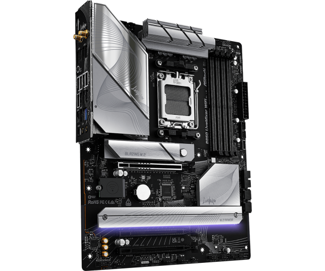 Дънна платка ASRock B850 LIVEMIXER WIFI, AM5, 4x DDR5, 3x M.2, 2x SATA 6Gb/s, Wi-Fi 7, Bluetooth 5.4, HDMI, DP, ATX