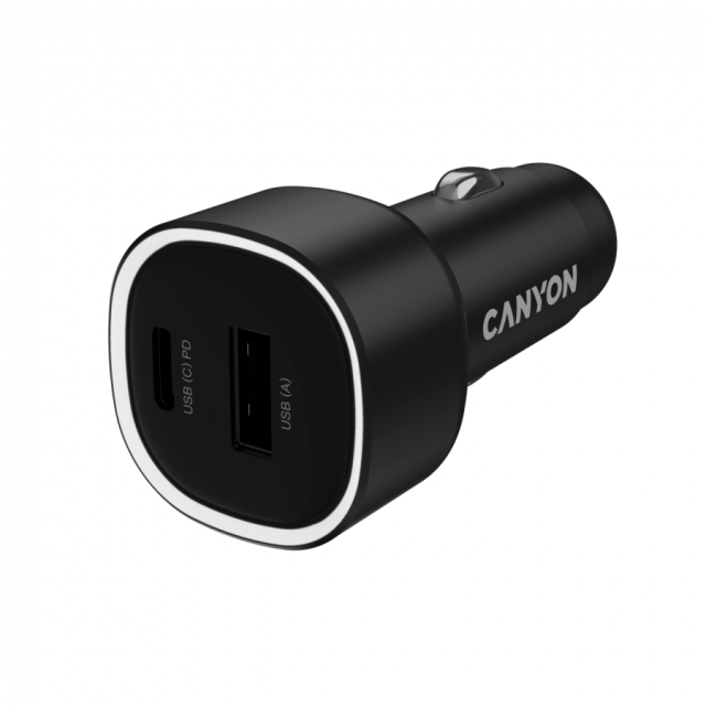 Зарядно устройство CANYON OnDrive 85 PD, 85W, USB-A+USB-C, Black