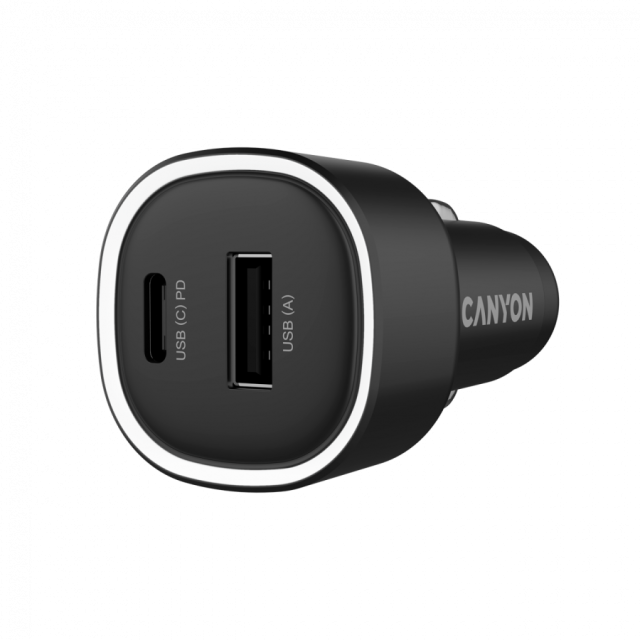 Зарядно устройство CANYON OnDrive 85 PD, 85W, USB-A+USB-C, Black