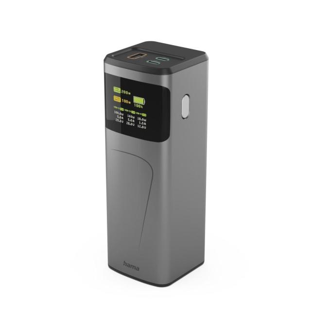 Външна батерия HAMA „High Power“, 24 000 mAh, 200 W, 2x USB-C, USB-A, бързо зареждане