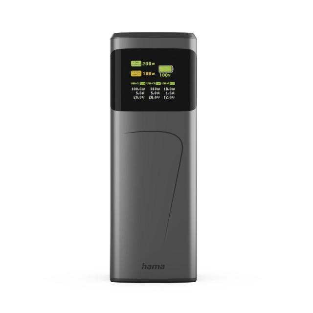Външна батерия HAMA „High Power“, 24 000 mAh, 200 W, 2x USB-C, USB-A, бързо зареждане