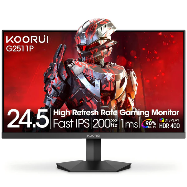 Монитор KOORUI G2511P, 24.5" (62.23 cm) FHD IPS Display, 200Hz, 1ms (GTG), 1000:1, 350cd/m2, HDMI, DP