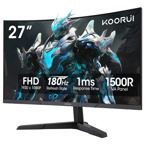 Монитор KOORUI 27E6CA, 27.0" (68.58 cm) FHD CURVED VA Display, 180Hz, 1ms (GTG), 3000:1, 250cd/m2, HDMI, DP