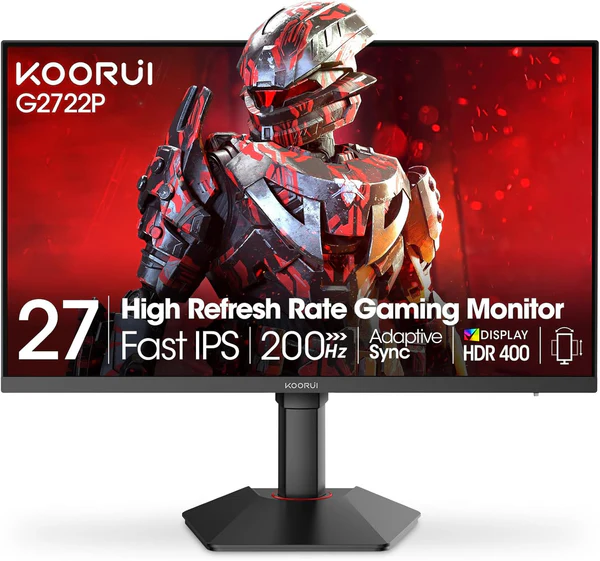 Монитор KOORUI G2722P, 27.0" (68.58 cm) QHD IPS Display, 200Hz, 1ms, 1000:1, 350cd/m2, HDMI, DP