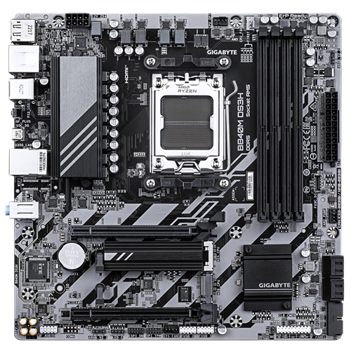 Дънна платка GIGABYTE B840M DS3H WF6, AM5, 4 x DDR5, 2 x M.2, 4 x SATA 6Gb/s, Wi-Fi 6+BT, HDMI, DP. Micro ATX