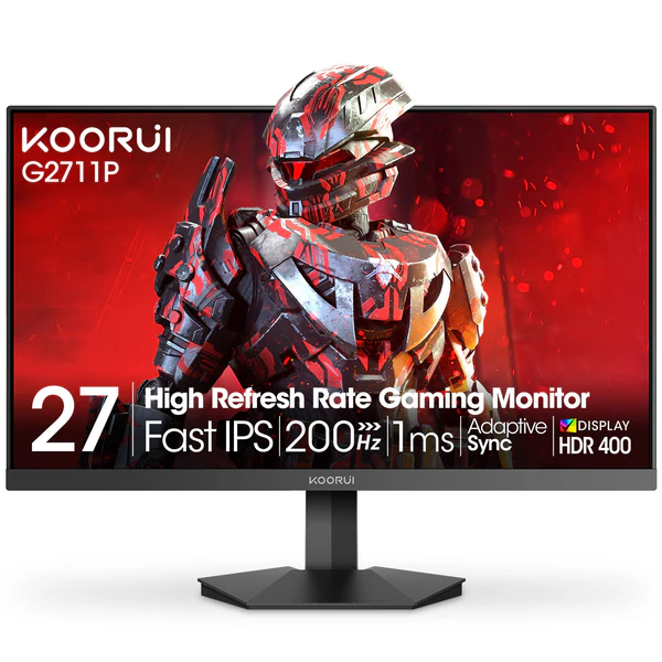 Монитор KOORUI G2711P, 27.0" (68.58 cm) FHD IPS Display, 200Hz, 1ms, 1000:1, 300cd/m2, HDMI, DP