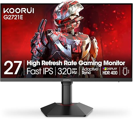 Монитор KOORUI G2721E, 27.0" (68.58 cm) QHD IPS Display, 320Hz, 1ms, 1000:1, 350cd/m2, HDMI, DP