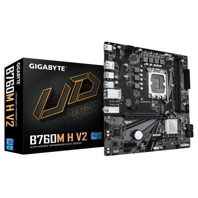 Дънна платка GIGABYTE B760M H V2, LGA1700, 2 x DDR5, 4 x SATA 6Gb/s, 1 x m.2, HDMI, DP, mATX