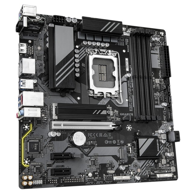 Дънна платка GIGABYTE B760M DS3H WF6E GEN5, LGA1700, 4 x DDR5, 4 x SATA 6Gb/s, 2 x m.2, Wi-Fi 6E+BT, HDMI, DP, MicroATX