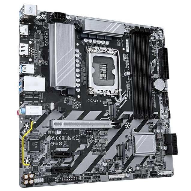Дънна платка GIGABYTE B860M D3HP, LGA1851, 4 x DDR5, 2 x m.2 Socket 3, 4 x SATA 6Gb/s, HDMI, DP, MicroATX