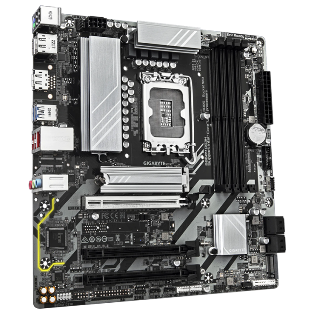 Дънна платка GIGABYTE B860M DS3H, LGA1851, 4 x DDR5, 2 x m.2 Socket 3, 4 x SATA 6Gb/s, HDMI, DP, MicroATX