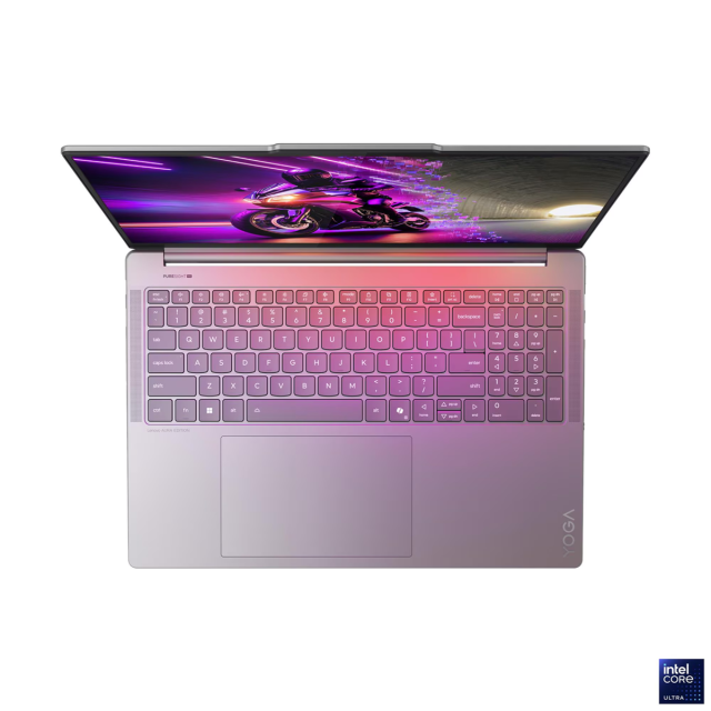 Лаптоп Lenovo Yoga Pro 9 16IAH10, Intel Core Ultra 9 285H 16C (2.7 / 5.4 GHz, 24MB Cache), 16.0" (40.64 cm) 3.2K OLED Touchscreen Display, NVIDIA GF RTX 5070 8GB GDDR7 DLSS 4, 64GB LPDDR5X, 2 x 1TB M.2 NVMe SSD, Windows 11 Home