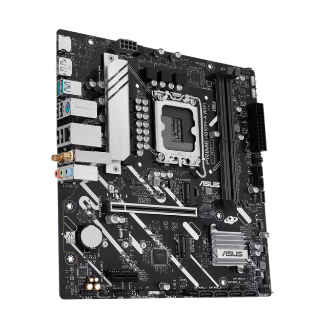 Дънна платка ASUS PRIME H810M-A WIFI, LGA1851, 2x DDR5, 2x M.2, 4x SATA 6Gb/s, Wi-Fi 6, Bluetooth v5.3, HDMI, DP, micro ATX
